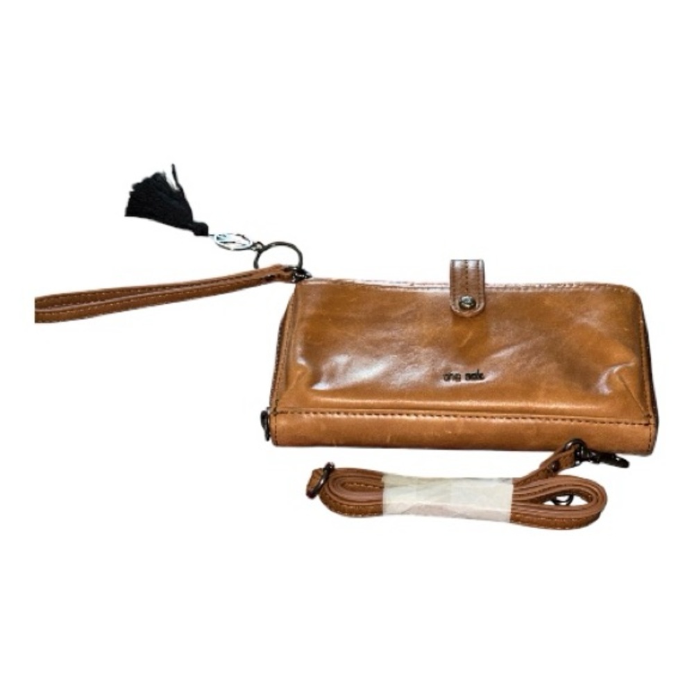 The Sak tan leather clutch bag with detachable strap New Without Tags